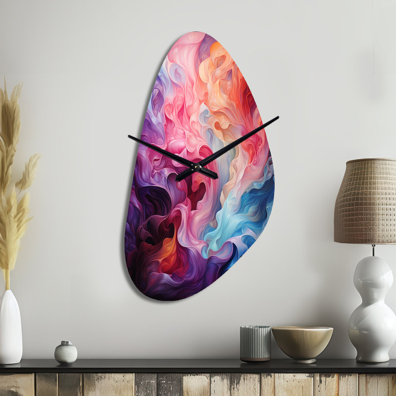 Opt Art Radiant Spectrum II - forme irrégulière, horloge murale Op Art, Grand