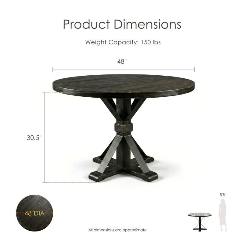 Julian 4-Person Round Pedestal Dining Set, Light Gray