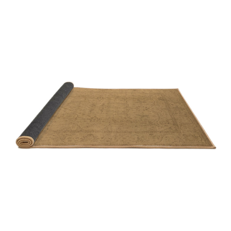 Tapis oriental brun / gris en laine et polyester tissé à la machine Rackerby, Carré 5 pi