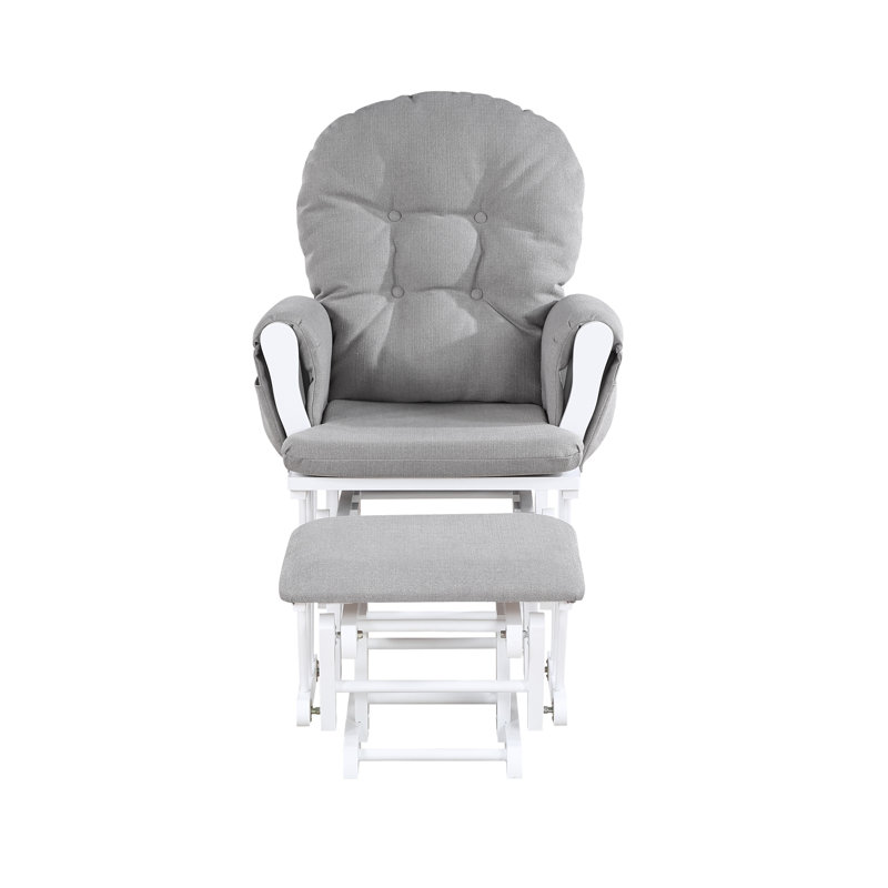 Fauteuil oscillant et repose-pieds Mason, Gris, Bois blanc