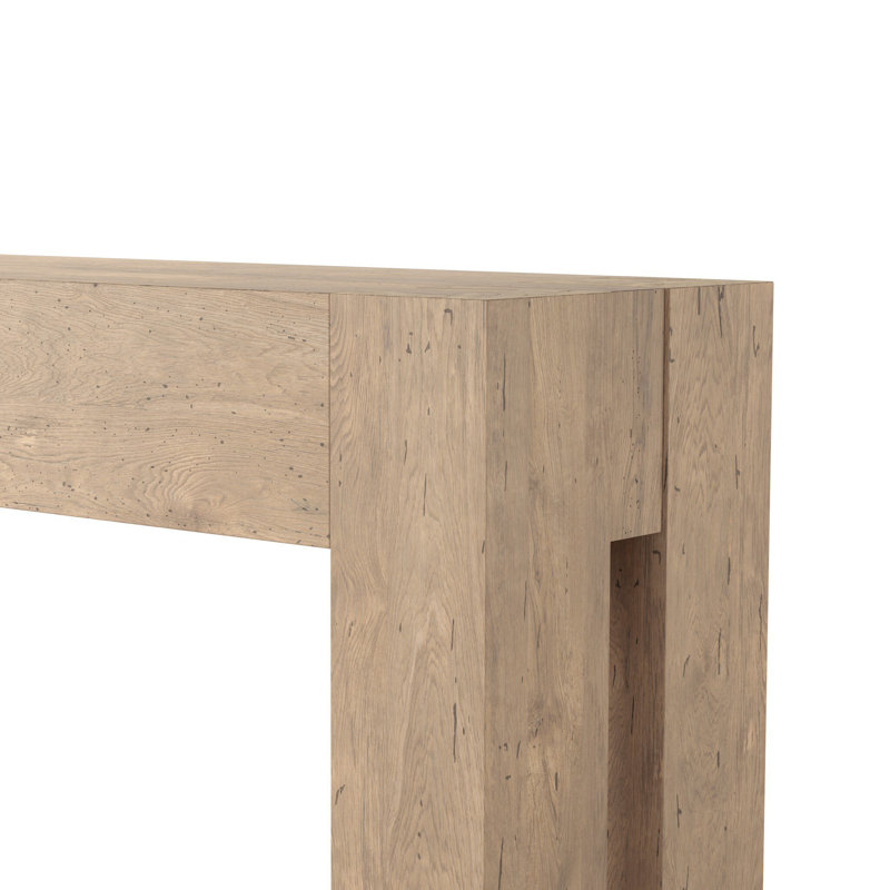Abaso Console Table, 33" H x 72" W x 20.25" D, Whitewash Rustic Wormwood Oak