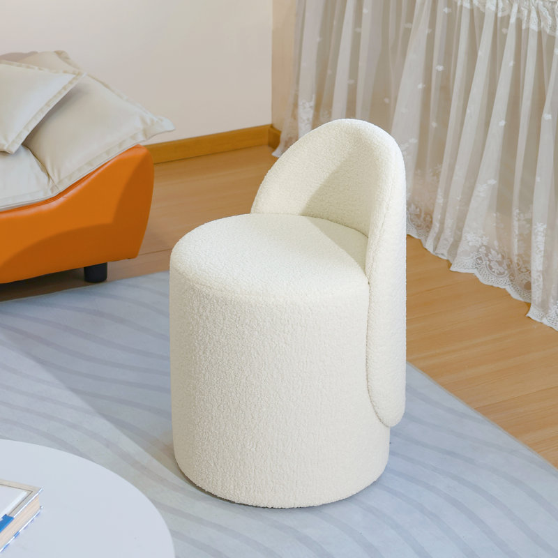 1pccurved Backrest Circular Vanity Stool,comfortable And Soft Bucket Chair, Modern Bedroom Makeup Chair,small Ottoman Stool,suitable For Apartments, Living Rooms, Bedrooms
