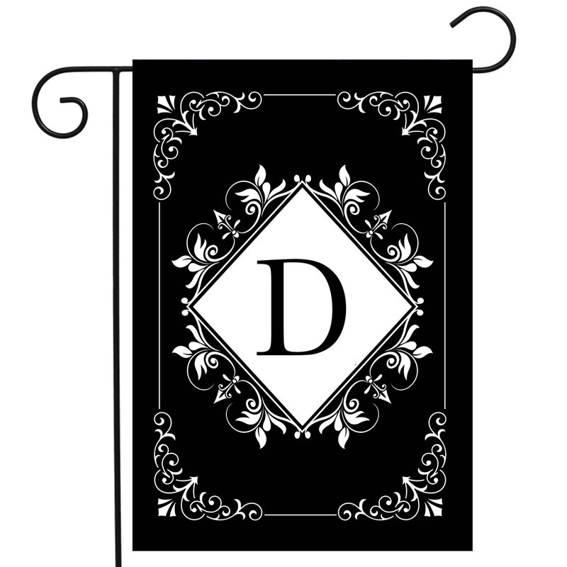 Black And White Monogram D Garden Flag
