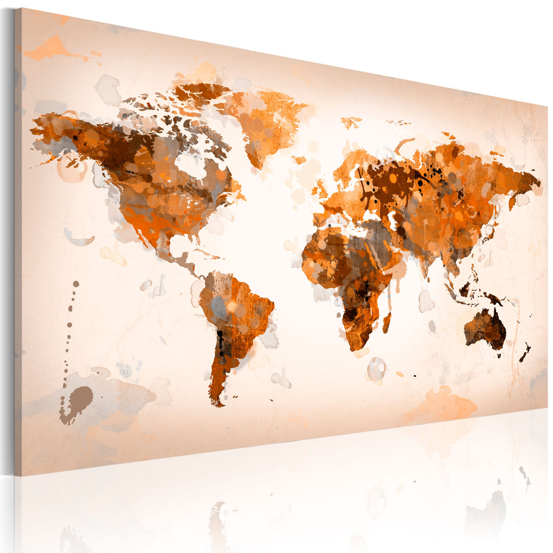 Leinwandbild Map of the World - Desert storm