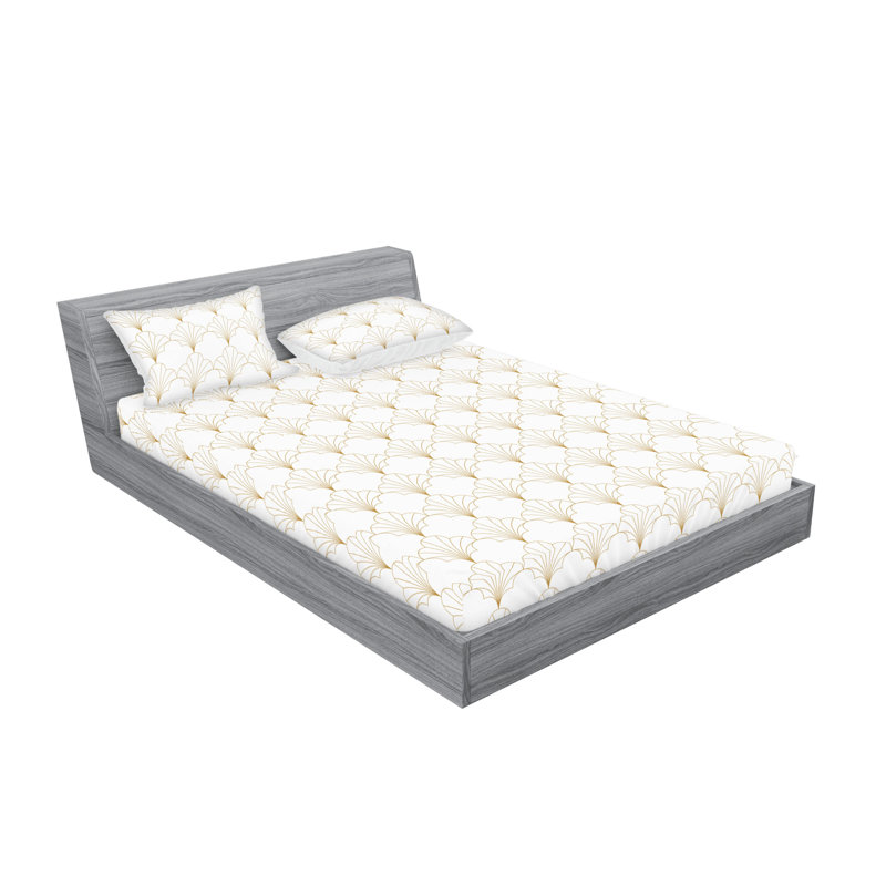  Ensemble de draps en microfibre géométrique, Blanc, Ensemble de draps pour lit double avec 2 taies d'o