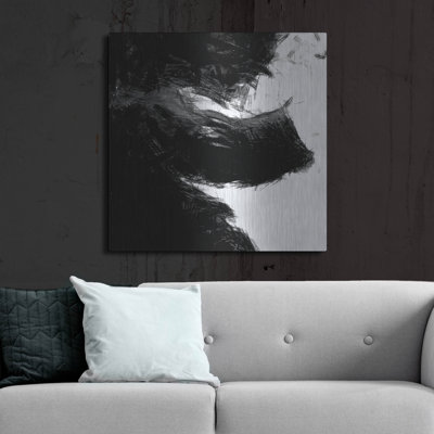 Art mural luxueux en métal «Sketchy 4» par Alonzo Saunders, 36 po x 36 po