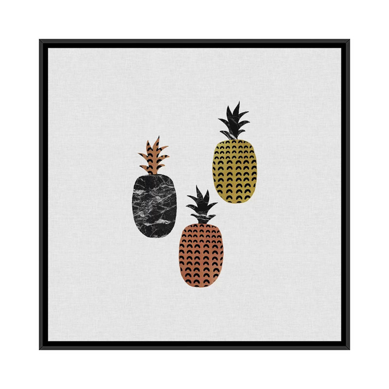 «Scandi Pineapples», impression sur toile, H 18 po x l 18 po x P 1,5 po, Toile encadrée noire, Pas de tapis
