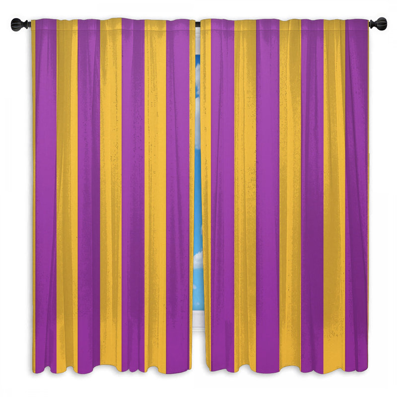 Rideaux de fenêtre mauve et jaune à rayures transparentes et obscurcissant - 2 panneaux, 40in x 60in - 2 panels, Transparent