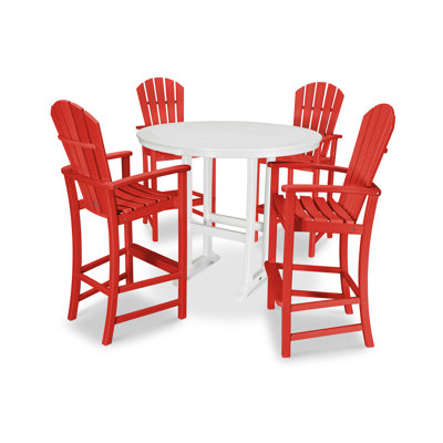 POLYWOOD Palm Coast 5-Piece Round Bar Set