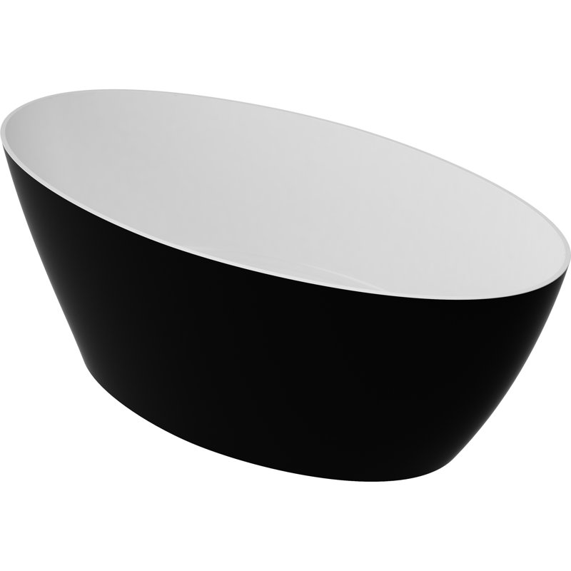 Aldred 160mm x 81mm Soaking Stone Bathtub, Black/White