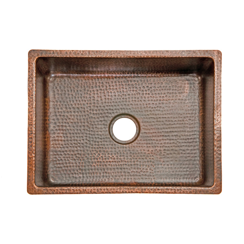 25" Hammered Copper Single Basin Kitchen Sink