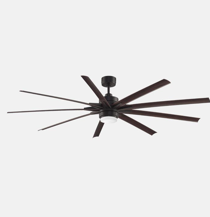 Odyn 84'' Ceiling Fan with Light Kit, Dark Bronze / Dark Walnut Blade