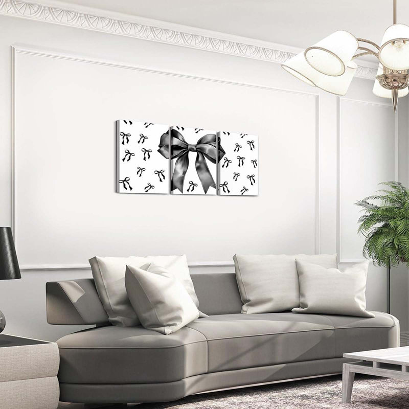 3 Piece Wrapped Canvas Print, White