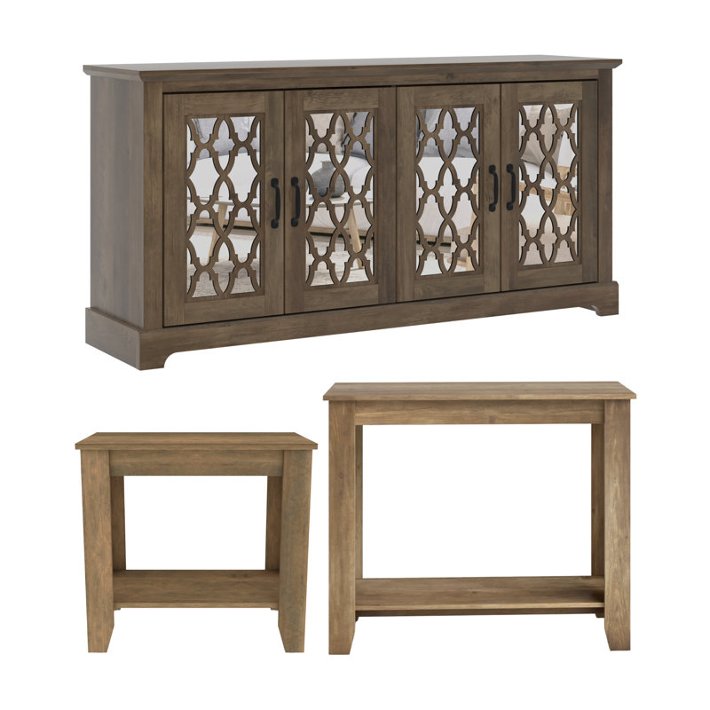 Ensemble de salon coordonné 3 pièces Weddel Basilico, Knotty Oak