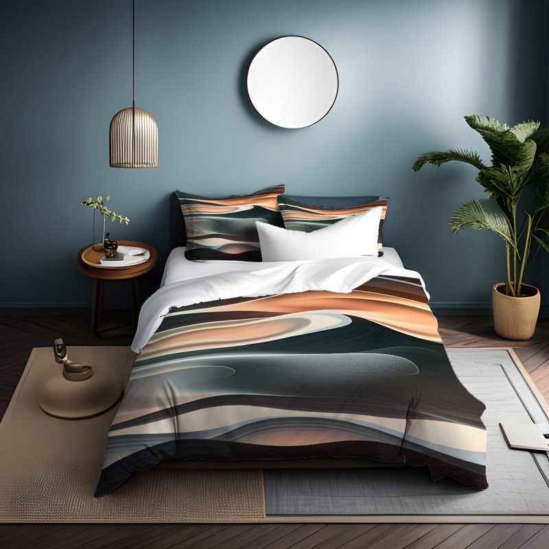 Polyester Abstract Duvet Cover, King Duvet Cover + 2 King Shams