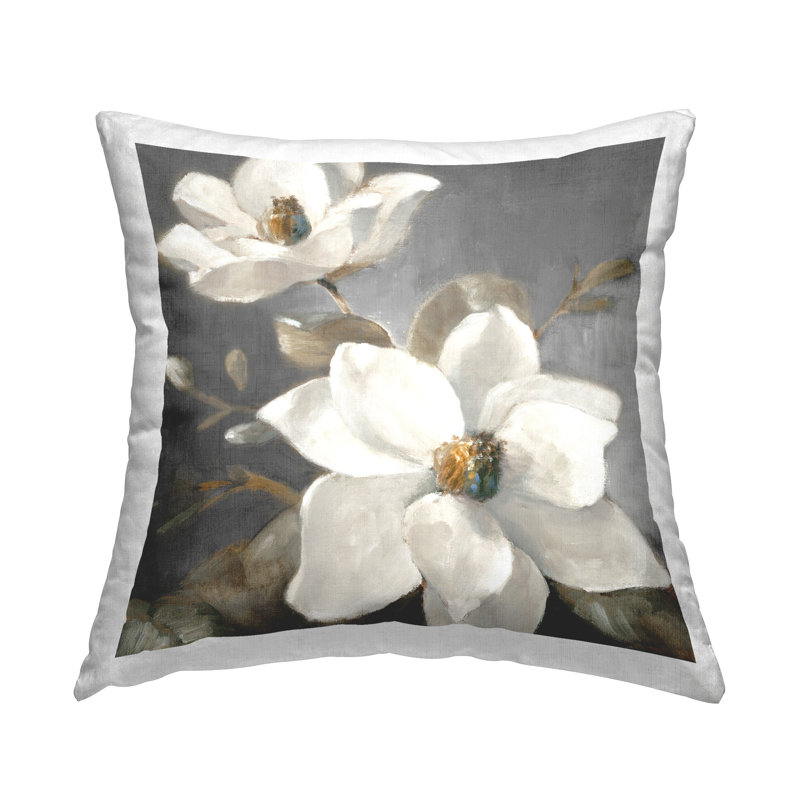Magnolias sur un coussin décoratif imprimé par Lanie Loreth