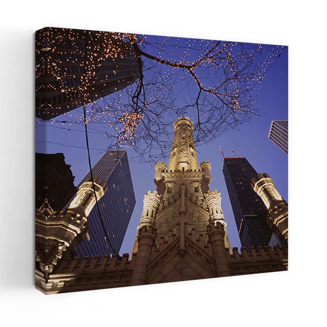 Winter Water Tower Chicago Il Abstract Contemporary Architecture Winter Wall Art Print