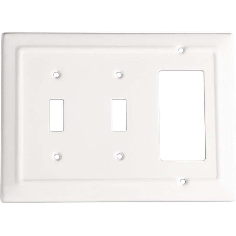 Classic White 3-Gang Double Switch and Rocker Wall Plate