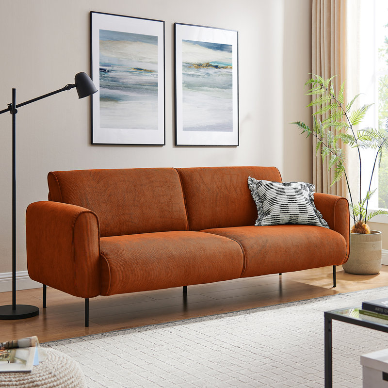 213.2Cm Round Arms Sofa, Curry