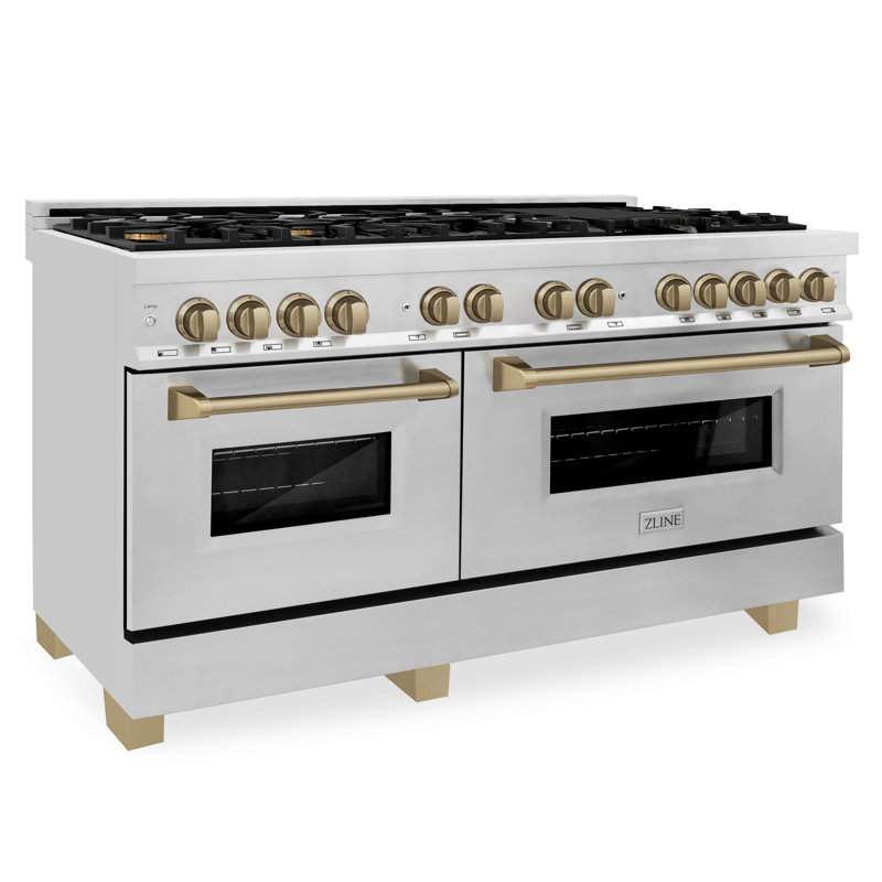 ZLINE Autograph 60" Legacy Dual Fuel Range w/ 9 Burners, Matte Black Stainless Steel