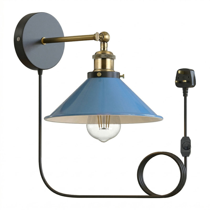 Plug-in Armed Sconce, Blue