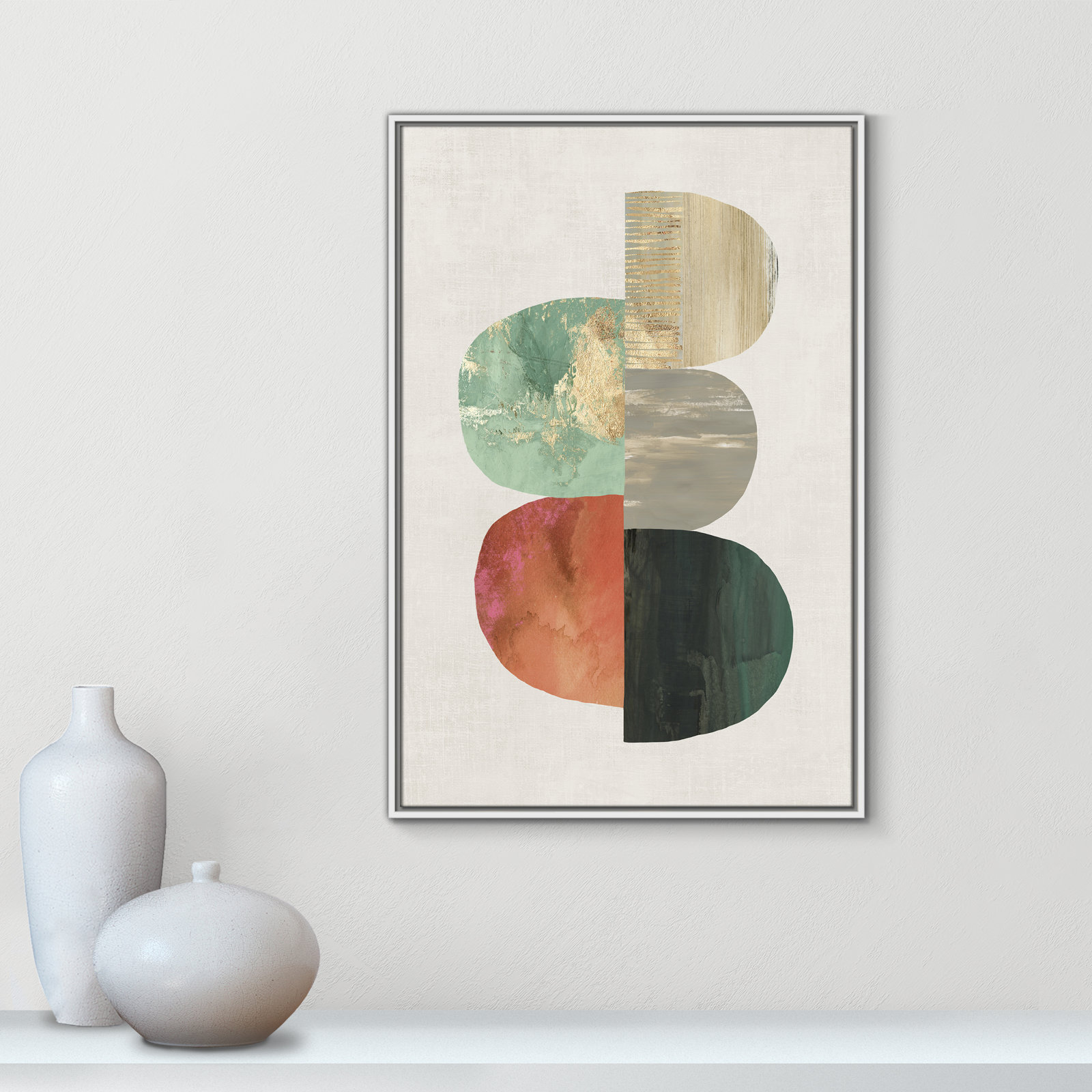 Evolving Energy I - Painting Print, Picture Framed Canvas, 37.5" H x 25.5" W, White