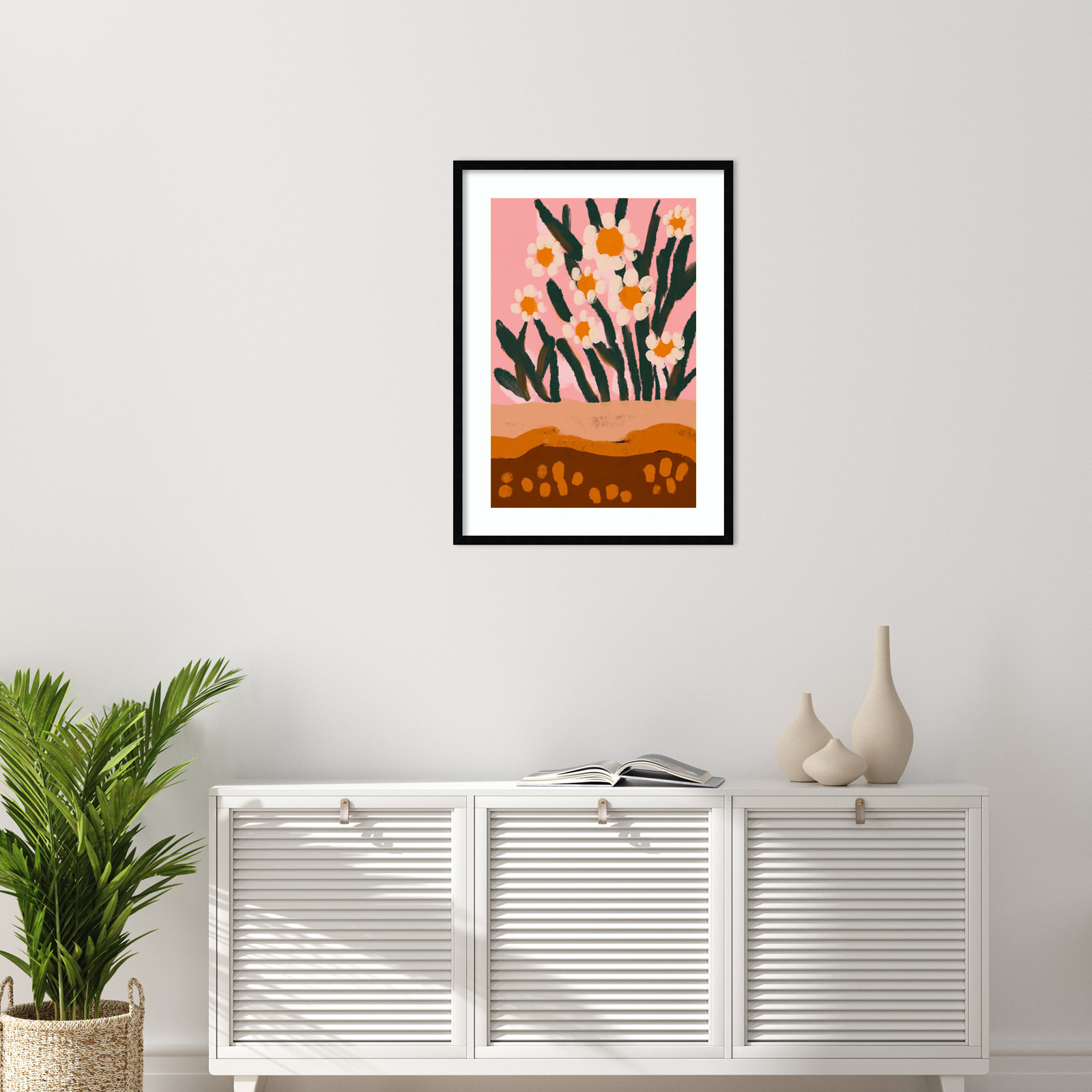 Pastel Flower Impression No 3, 33" H x 24" W, Black