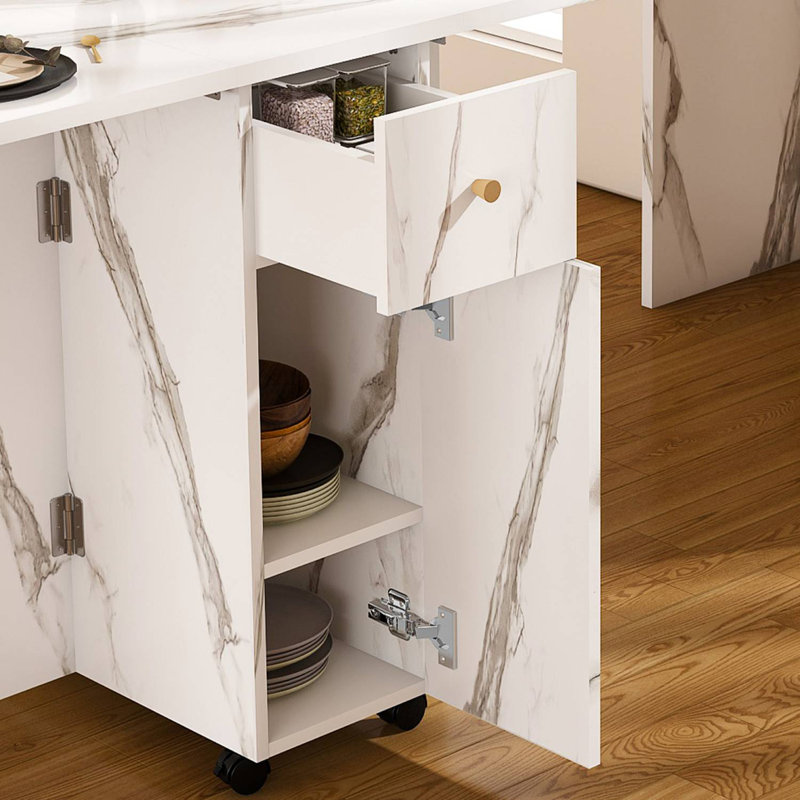 Wall-Mounted Folding Dining Table With Storage, White
