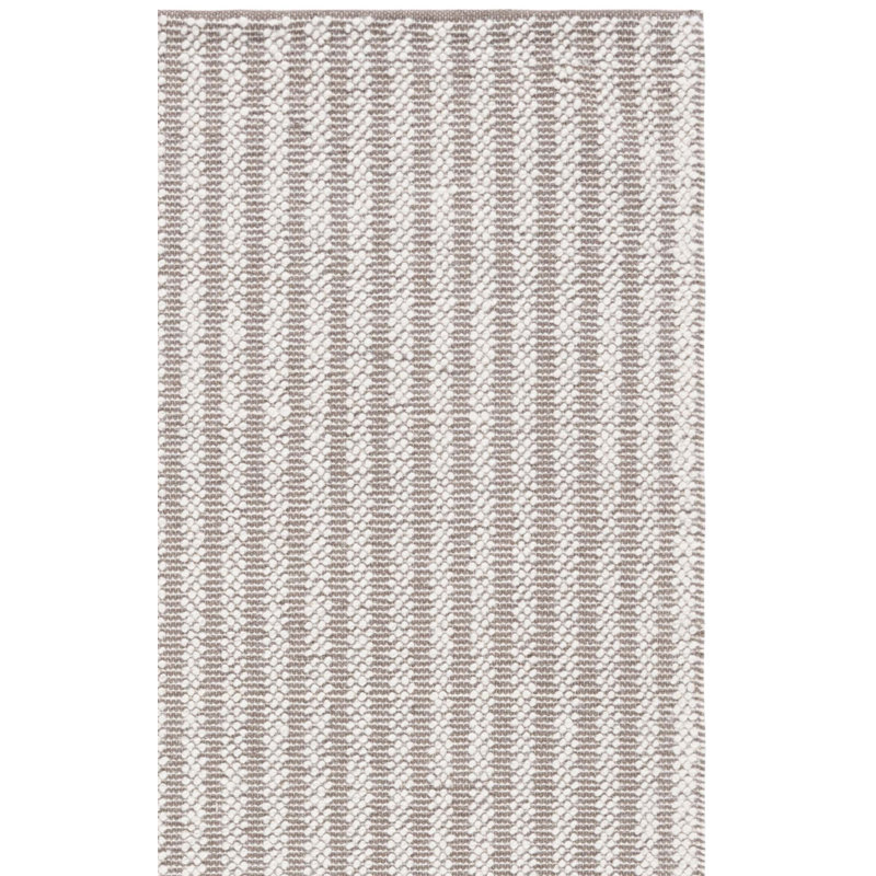 Darvone Hand Woven Wool/Cotton Striped Rug in Ivory/Taupe, Rectangle 3' x 5'