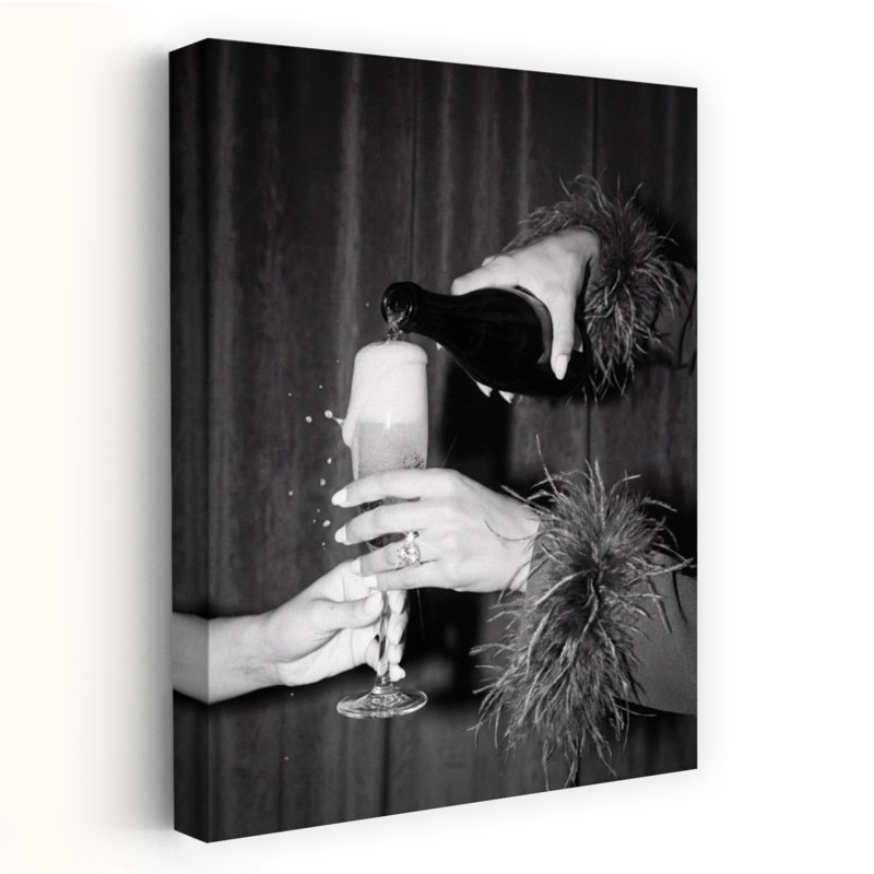 Glamour champagne toast élégant, art mural contemporain, H 36 po x l 24 po