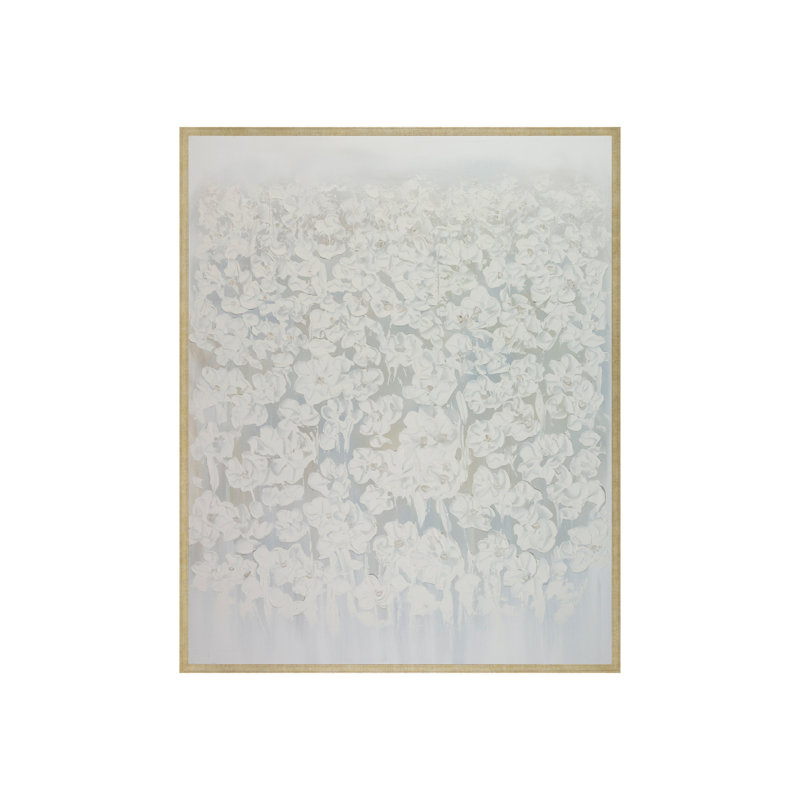 Bouquet de champs - Peinture sur toile, Cadre argenté caramel