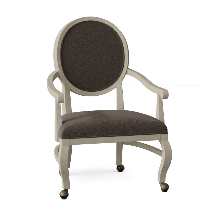 Oakland Upholstered King Louis Back Arm Chair, 9953 Mink, Almond Buff