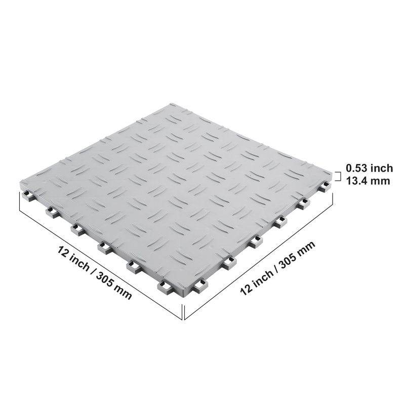 VEVOR 12'' W x 12'' L Garage Flooring Tiles, Silver