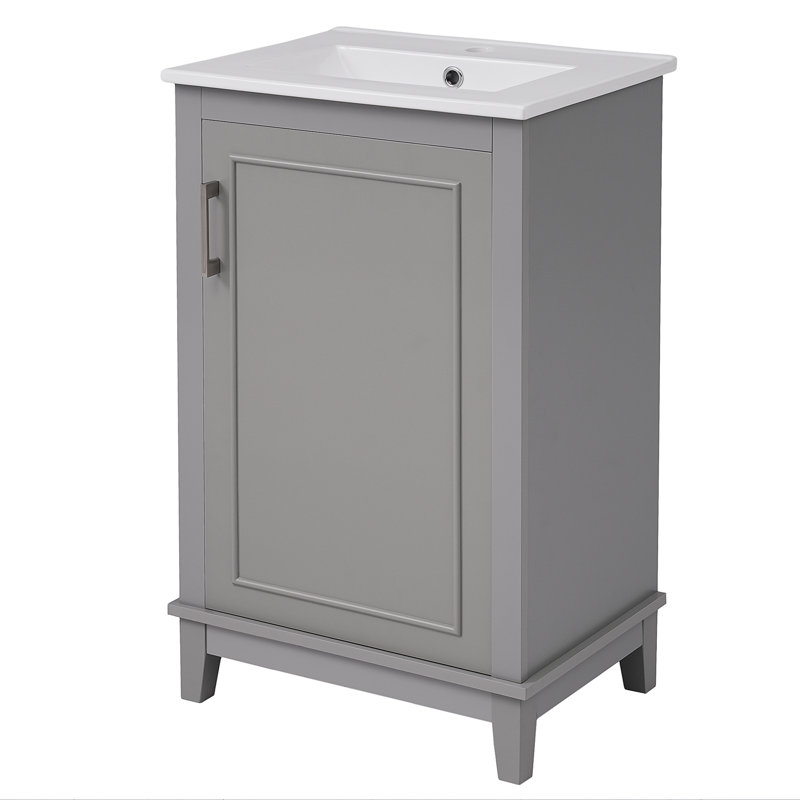 Meuble-lavabo de salle de bain Faroug, Gris