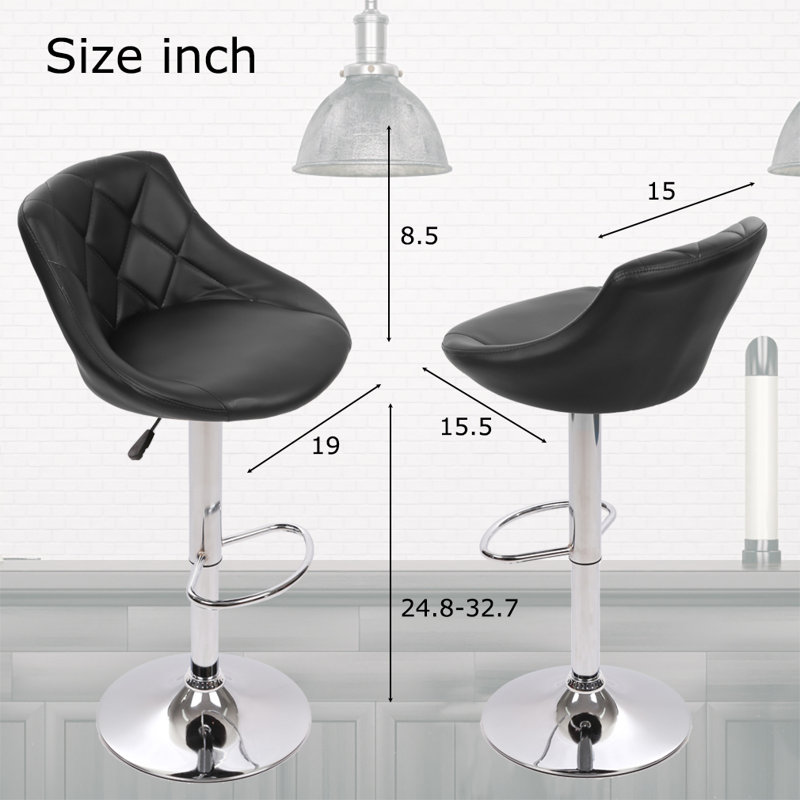 Noaelle Swivel Upholstered Adjustable Height Counter Stool with Metal Frame, Black