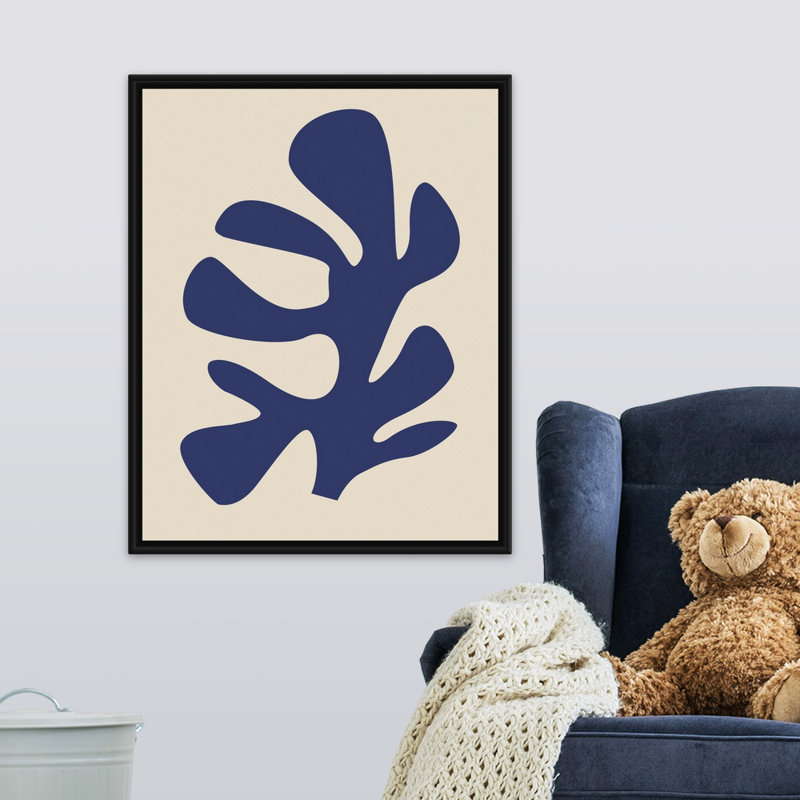 Art sur toile pour enfants corail ix, H 30 po x l 24 po x P 1,2 po, Cadre flottant blanc avec toile / bleu / gris