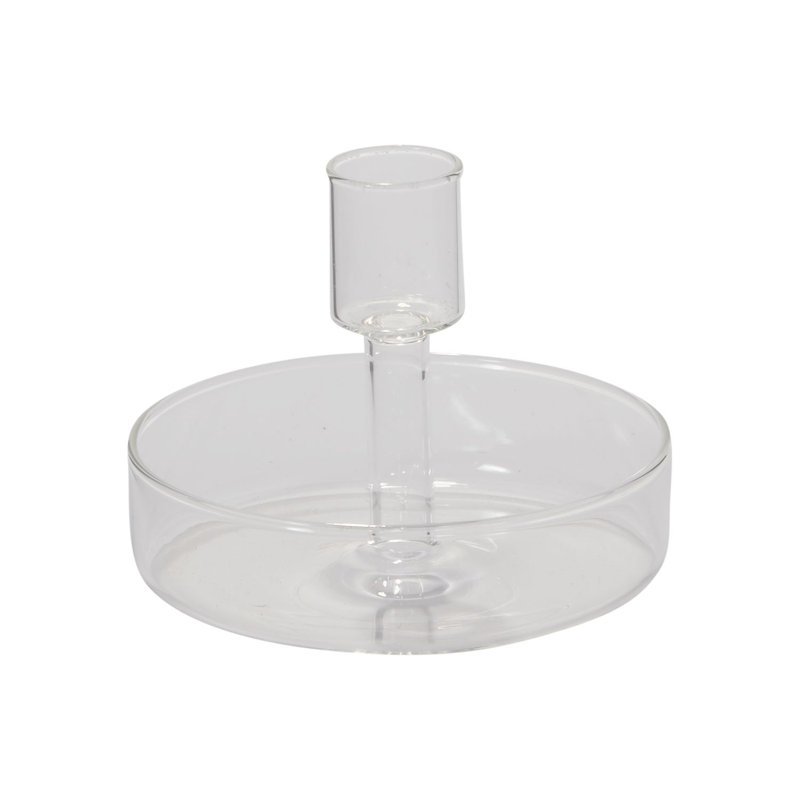 Febe Glass Tabletop Candlestick, 3.5" H x 4.25" W x 4.25" D