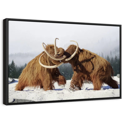 Fighting Woolly Mammoths Canvas Print