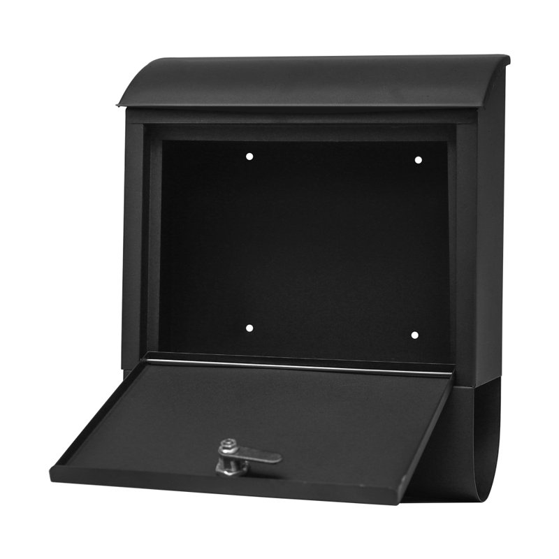 Contemporary Black Steel Wall Mounted Lockable Mailbox with Keys