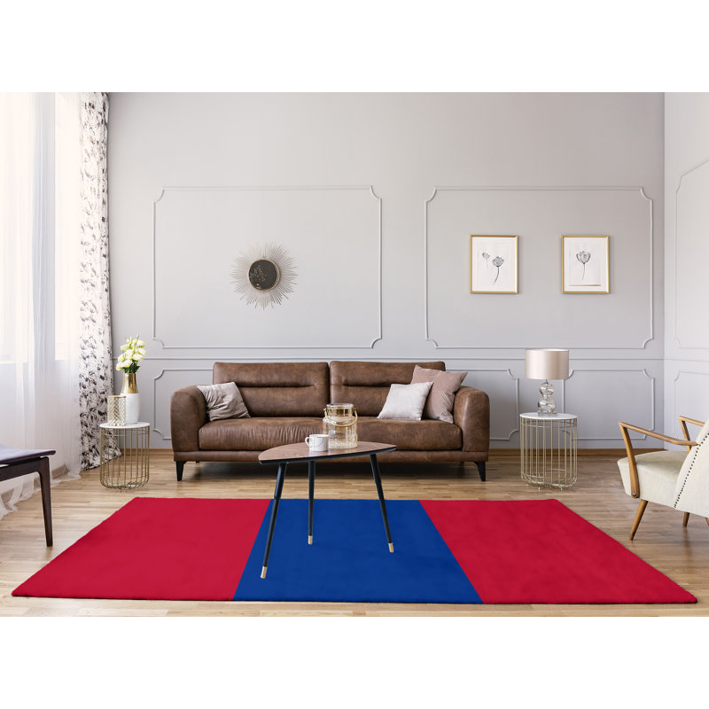 Tapis à rayures de football de couleur rouge buffalo, Rectangle 9 pi x 12 pi