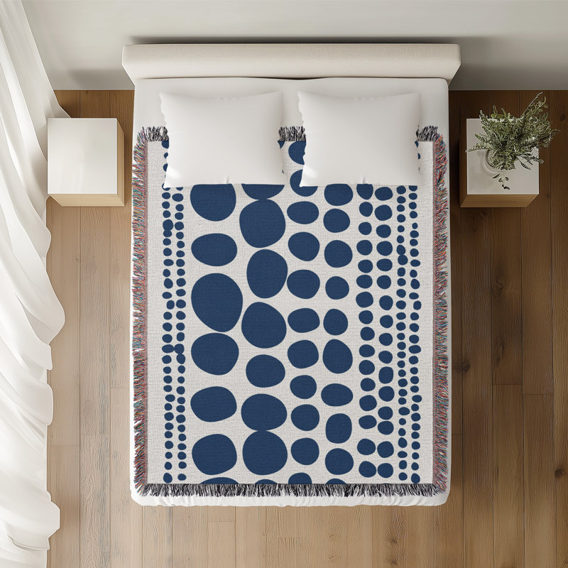 Jeté en coton Ajani, Bleu, 50x60