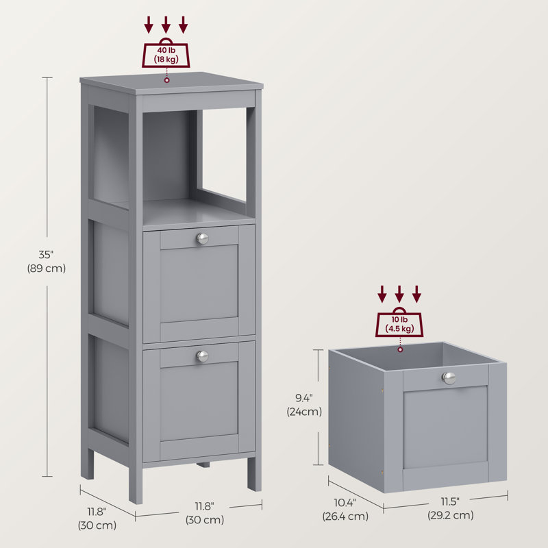  Lauderhill 12" W x 35" H x 12" D Free-Standing Bathroom Shelves, Mystic Gray
