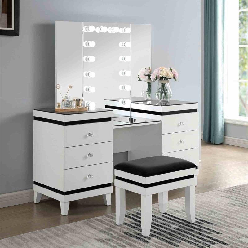Ensemble de meuble-lavabo 1 pièce 3 pièces de style contemporain avec miroir en verre noir et 14 pièces
