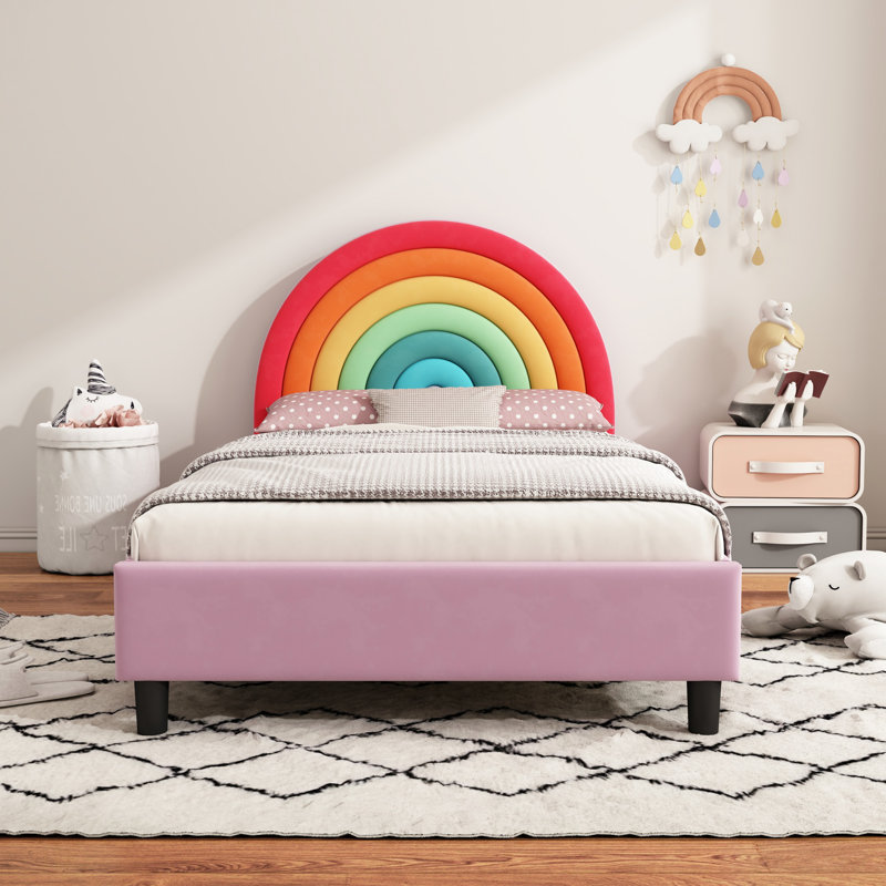 Lit plateforme tapissier mignon de style princesse, matériau de haute qualité