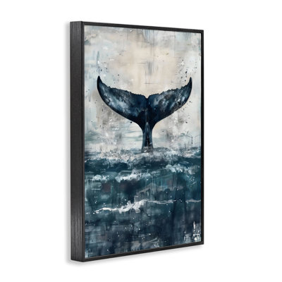 Centred Distressed Whale Tail Framed Giclee, design by LSR Design Studio