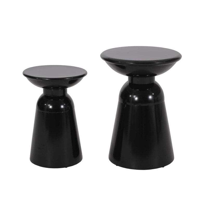 Serenita Outdoor Iron Side Tables Set of 2, Black