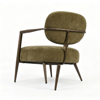 Compact Mid-Century Modern Accent Chair with Split Backrest and Angular Arms
