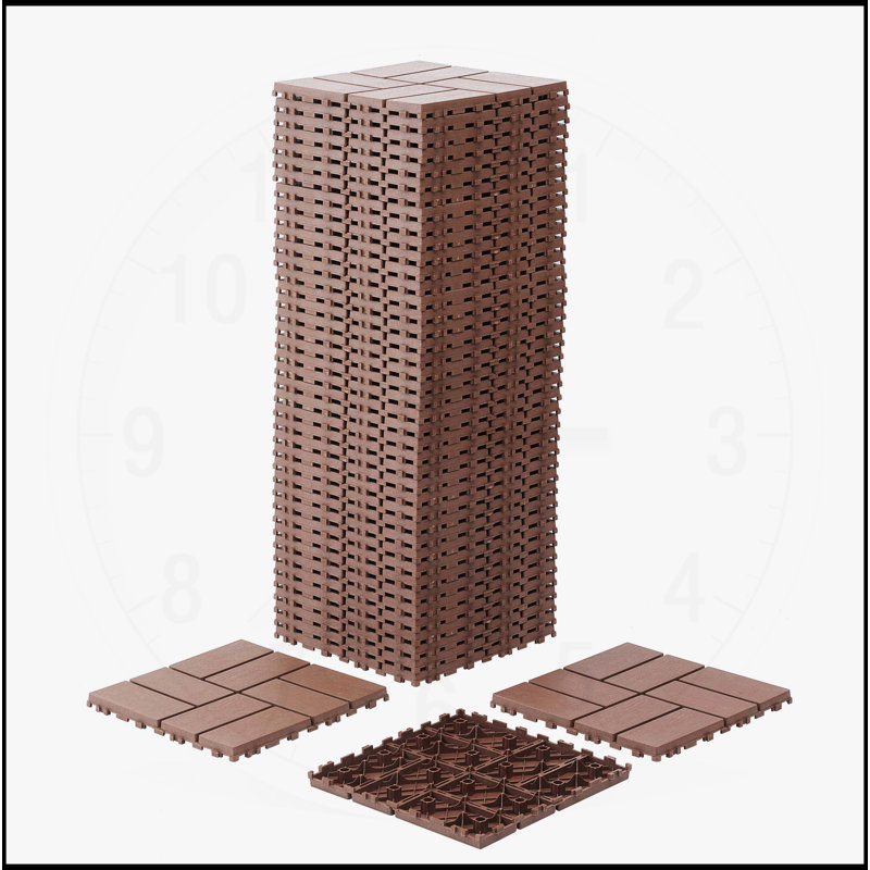Carreaux de terrasse polyvalents et emboîtables pour les espaces extérieurs et intérieurs, Brun