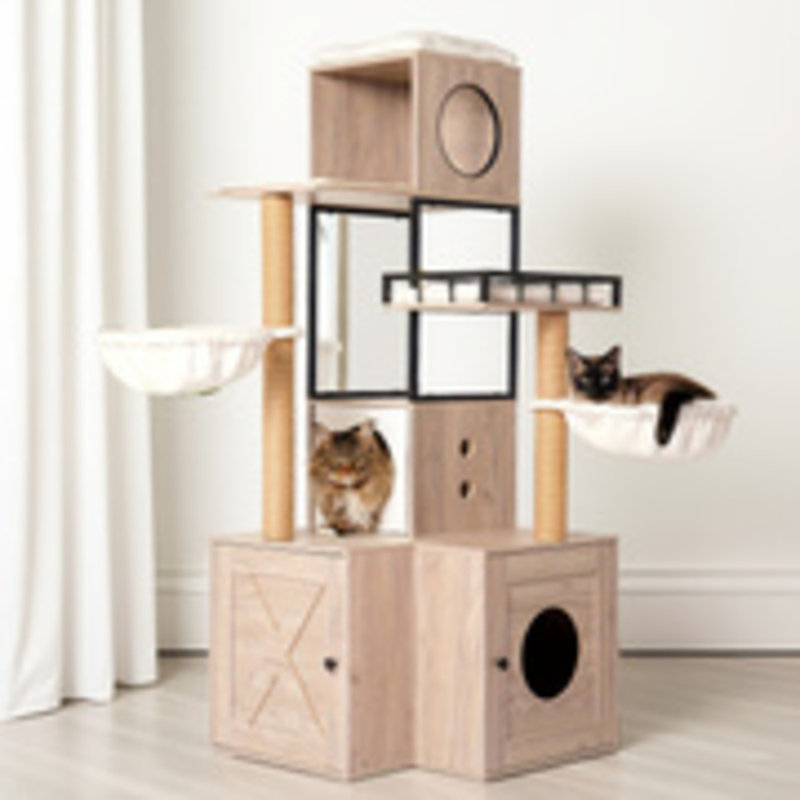 Multi - Level Cat Tree With Hidden Litter Box  Spacious, Multiple Resting Spots, Scratching Posts, Blend Of Function And Style