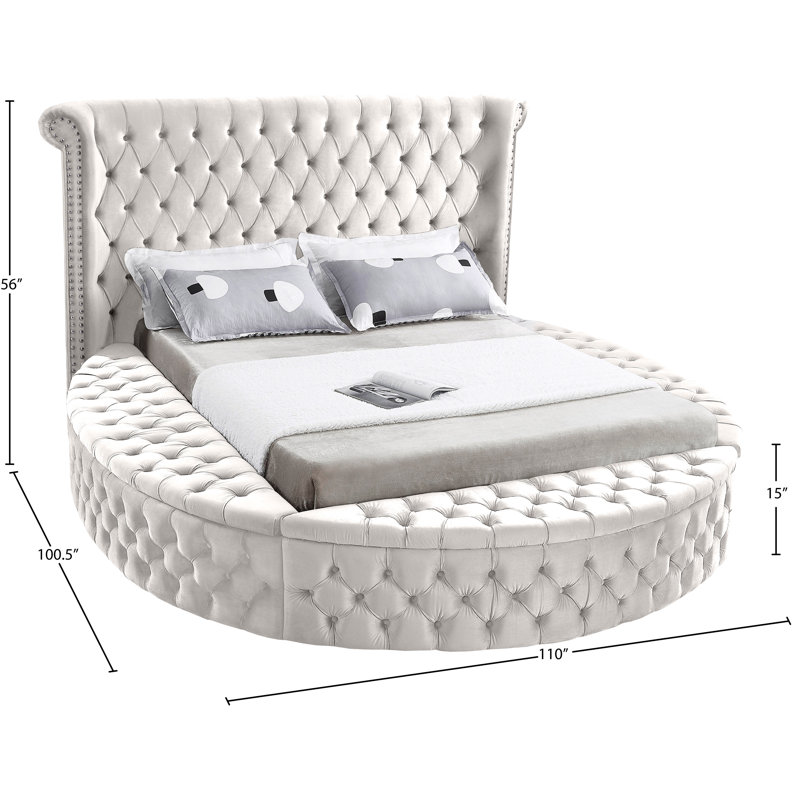 Dorgan Upholstered Wingback Bed, Cream Velvet, King